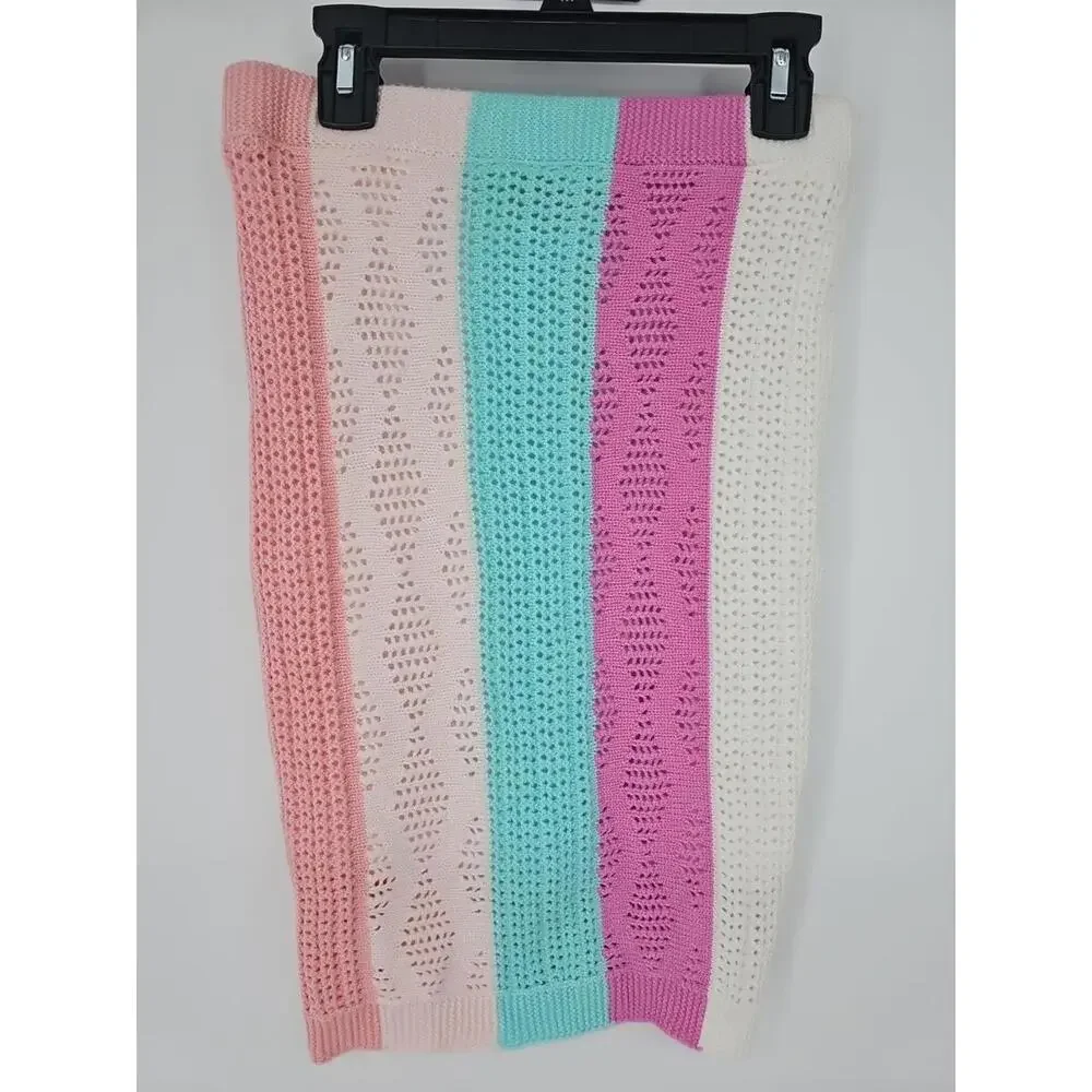 Lilly's Kloset Women's Rainbow‎ Skirt Or Top Large Pink Blue White